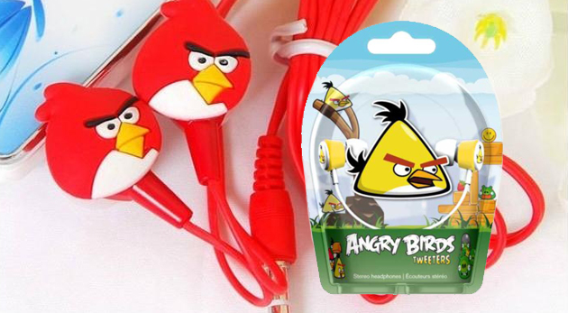 Štýlové slúchadlá s motívom Angry Birds - 2 ks