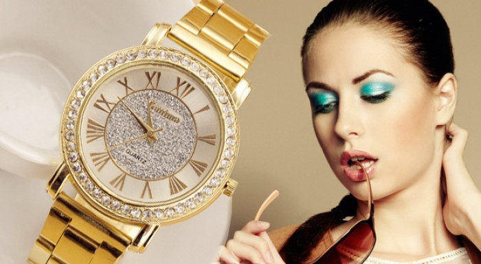 Náramkové hodinky Kanima v zlatej farbe