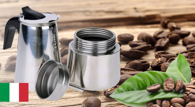Taliansky kávovar z nehrdzavejúcej ocele