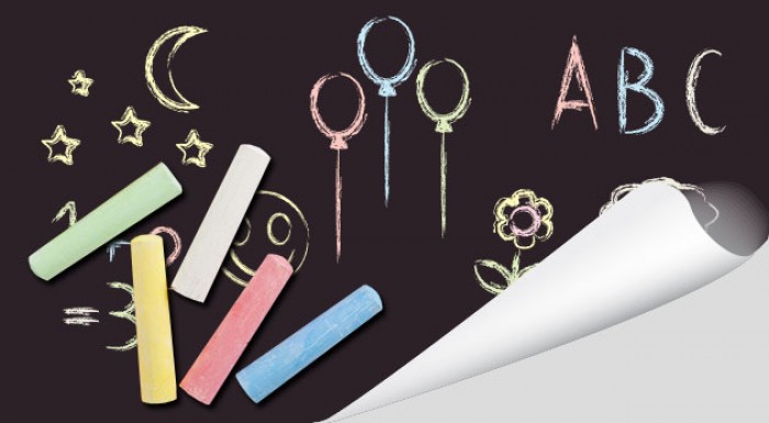 Samolepiaca tabuľa v rolke a 5 farebných kried