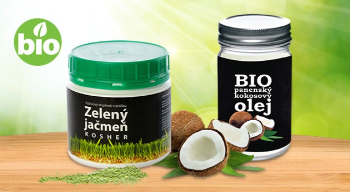 BIO kokosový olej a zelený jačmeň - 100 % šťava