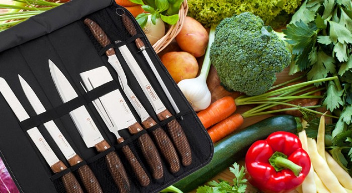 Nerezová sada nožov v prenosnej taške - 9 ks