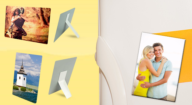 Plechové magnetky a fotografie