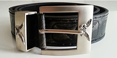 Pánsky kožený opasok s oceľovou prackou - model A