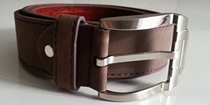 Pánsky kožený opasok s oceľovou prackou - model E