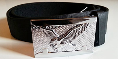 Pánsky kožený opasok s oceľovou prackou - model F