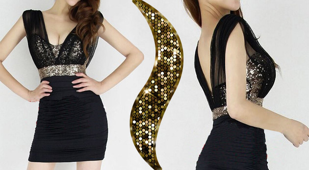 Elegantné čierne šaty s flitrami