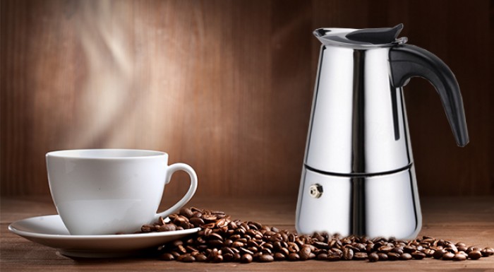 Taliansky kávovar z nehrdzavejúcej ocele