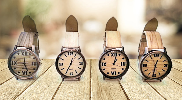 Dámske hodinky s imitáciou dreva