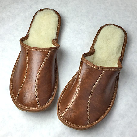 Pánske papuče s ovčou vlnou - vzor 4 - veľkosť 40