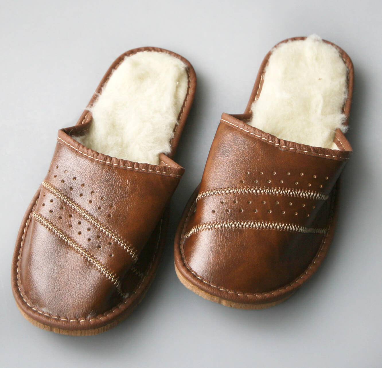 Pánske papuče s ovčou vlnou - vzor 6 - veľkosť 40