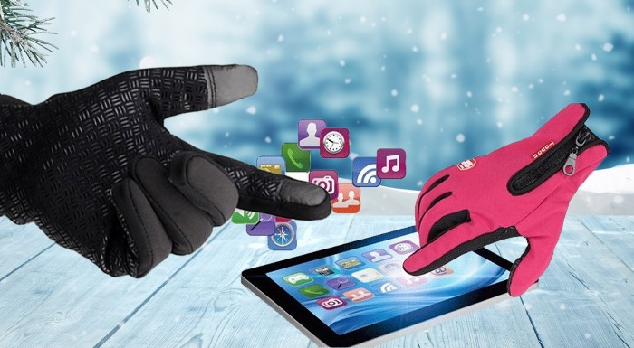 Dotykové zimné rukavice odolné voči vetru a dažďu