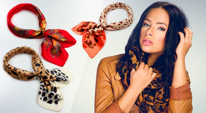 Dámska šatka s kvetovým alebo leopardím vzorom