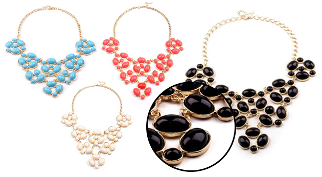 Náhrdelník s kamienkami v 4 farbách