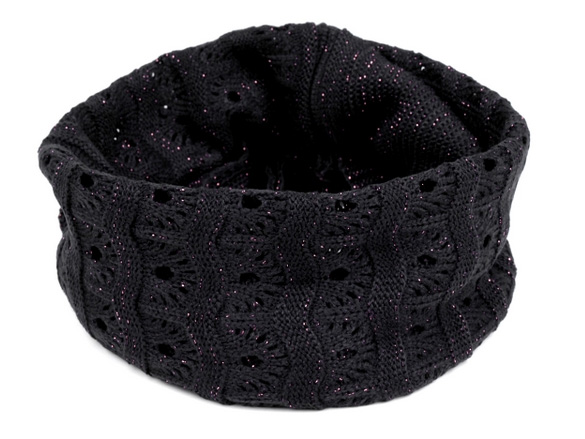 Dámsky pletený nákrčník s lurexom - tmavomodrá farba