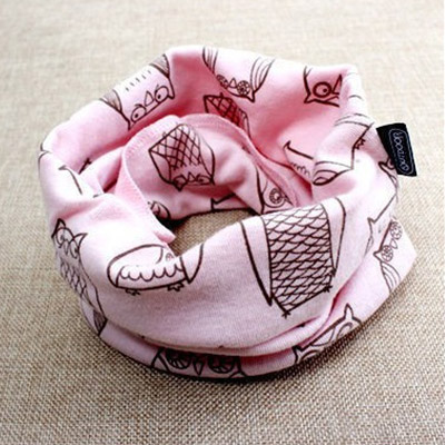 Hrejivý nákrčník pre deti a tínedžerov - vzor sova - ružový