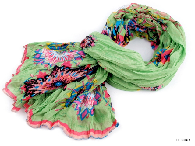 Dámsky šál krčený MANDALY - zelená