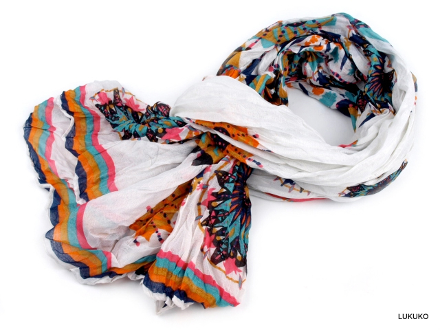 Dámsky šál krčený MANDALY - biela