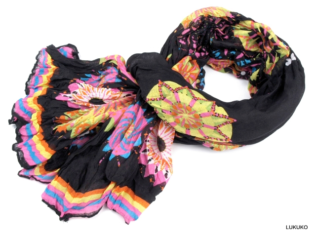 Dámsky šál krčený MANDALY - čierna