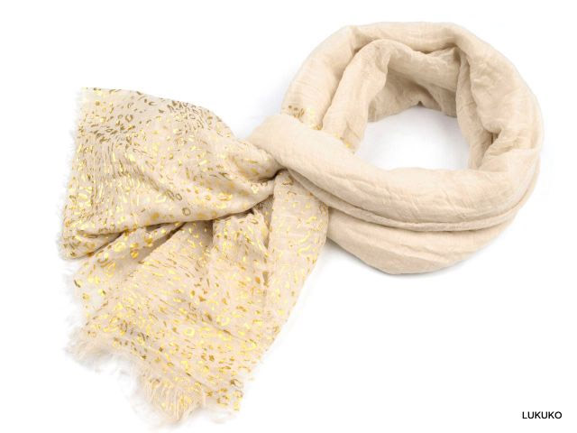 dámsky šál s potlačou - krémová