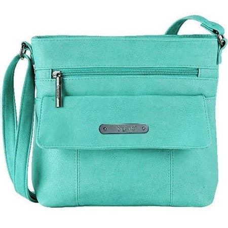 A. Dámska kožená kabelka GUIDO BANINI - aquamarínová