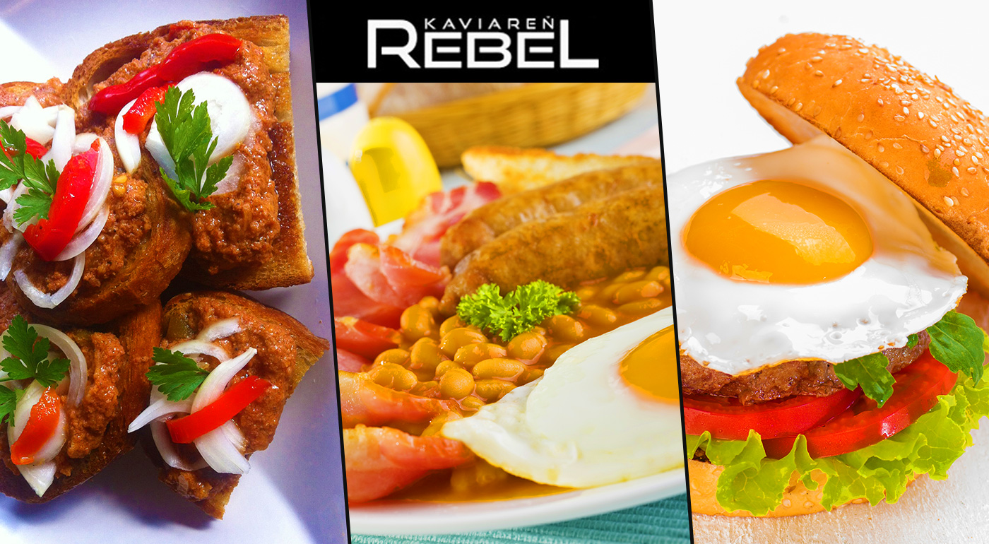 Anglické raňajky alebo hamburger v centre Trenčína