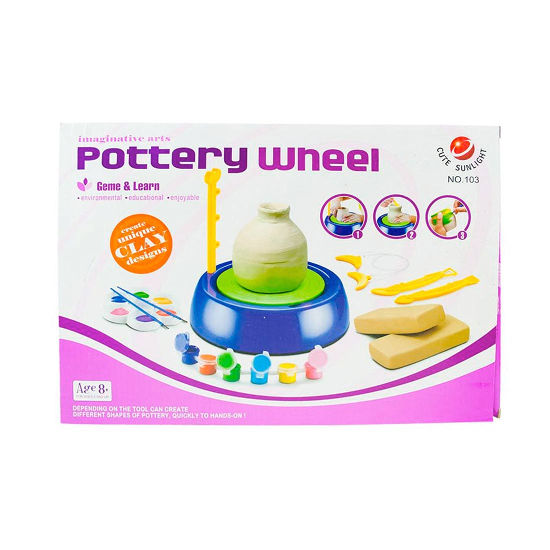 Detský hrnčiarsky kruh s modelovacou hmotou, farbičkami a príslušenstvom