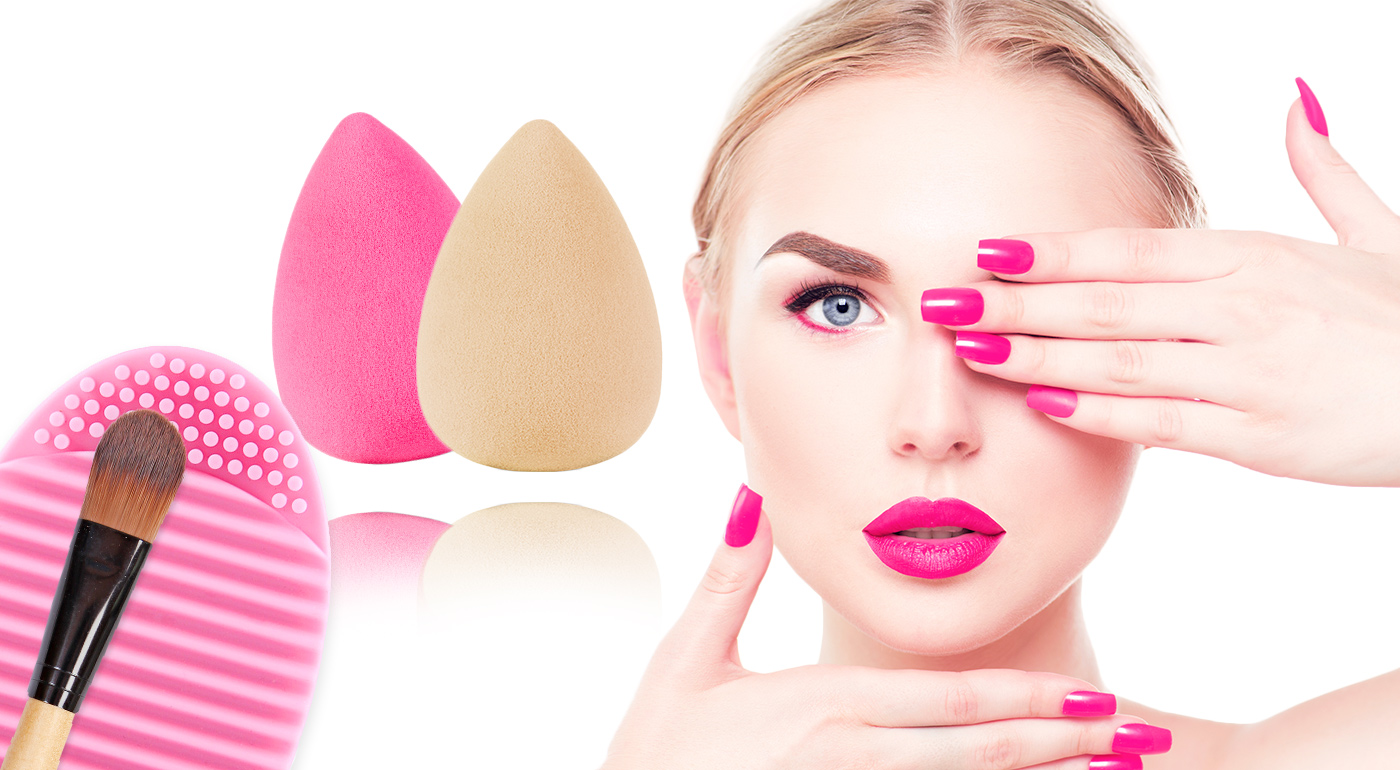 Hubka na nanášanie mejkapu a čistič štetcov