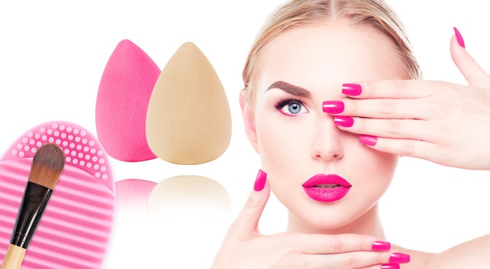 Hubka na nanášanie mejkapu a čistič štetcov