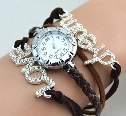 Infinity náramkové hodinky, hnedé s úzkymi remienkami Love Dream