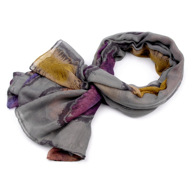 Šál s pierkami - šedá