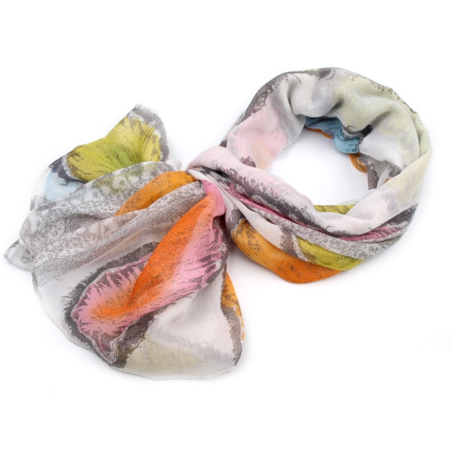 Šál s pierkami - biela