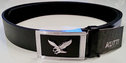 Pánsky kožený opasok s oceľovou prackou - model F