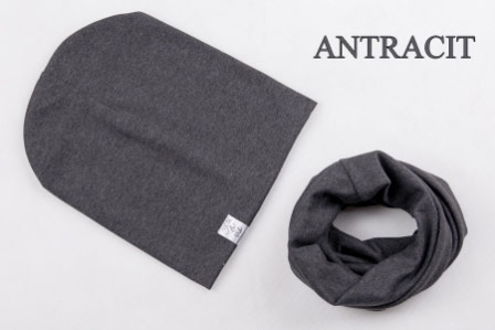 Set: čiapka a nákrčník pre deti a tínedžerov - antracit