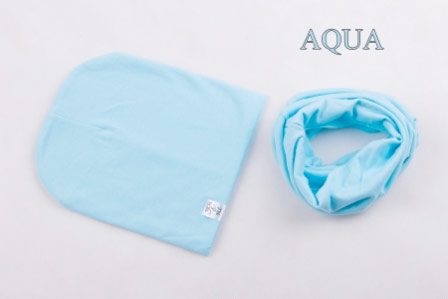 Set: čiapka a nákrčník pre deti a tínedžerov - aqua