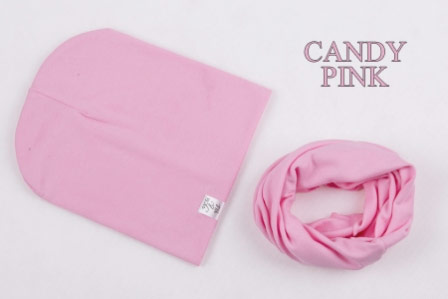 Set: čiapka a nákrčník pre deti a tínedžerov - candy pink