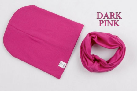 Set: čiapka a nákrčník pre deti a tínedžerov - dark pink