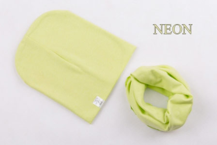 Set: čiapka a nákrčník pre deti a tínedžerov - neon