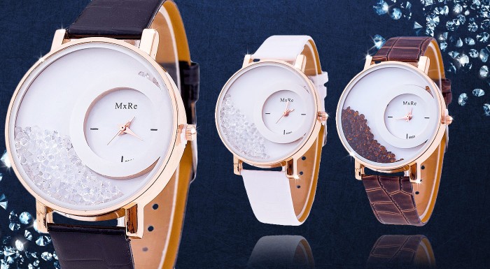 Dámske hodinky s presýpacími kryštálmi