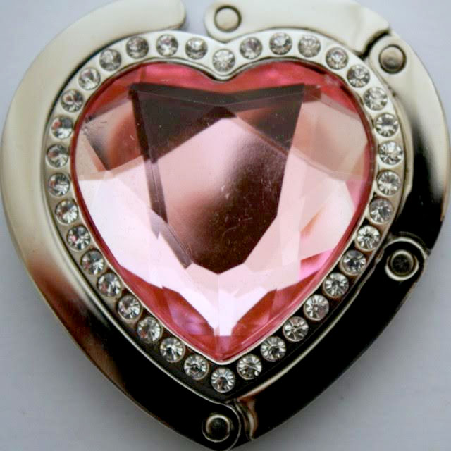 Držiak na kabelku - srdce ružové