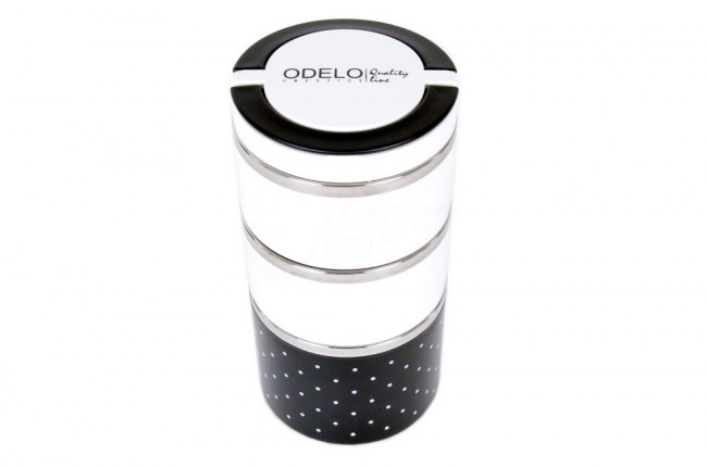 G1. Termoobedár nerezový 3-dielny ODELO model OD1287, objem: 1230 ml  - čierny