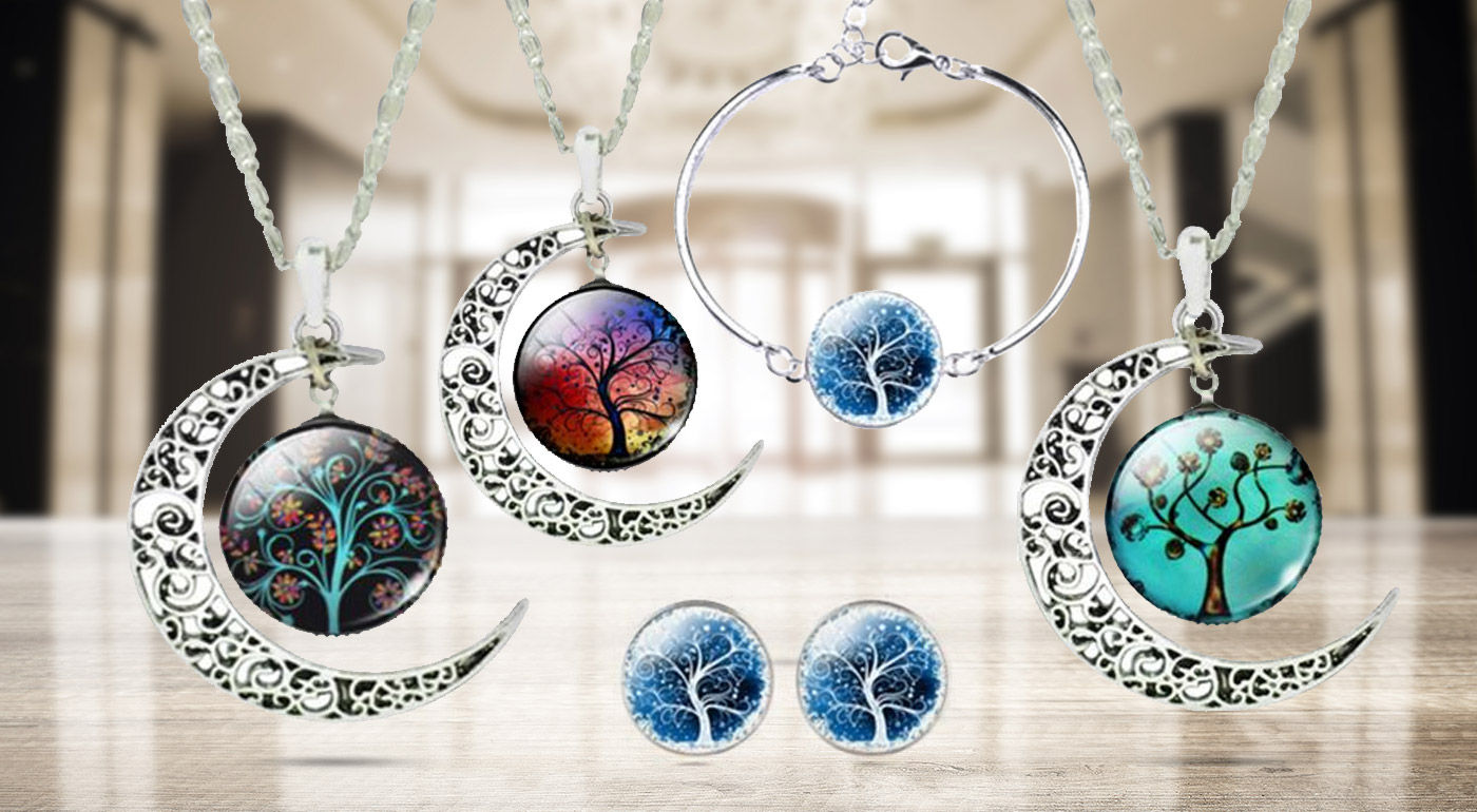 Pútavý set šperkov so strieborným mesiacom