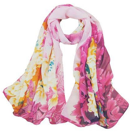 Dámska elegantná hodvábna šatka - ružové kvety