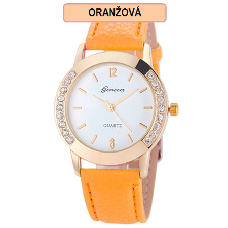 Dámske hodinky Geneva Diamond - oranžová farba