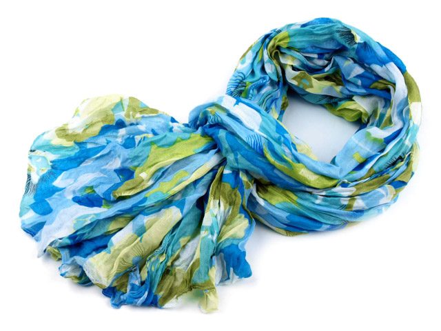 Dámsky šál krčený: modrá multicolor