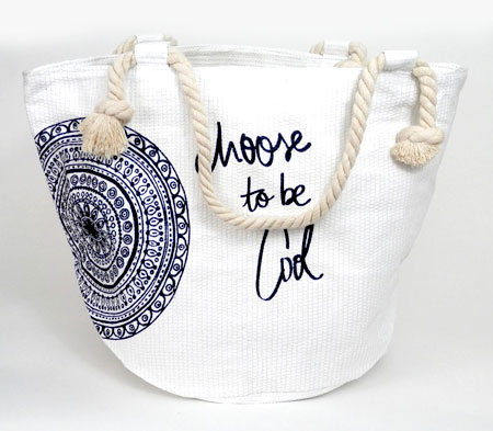 Dámska plážová taška s kruhom - biela