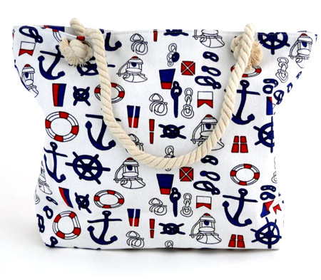 Dámska plážová taška s malými kotvičkami - biela