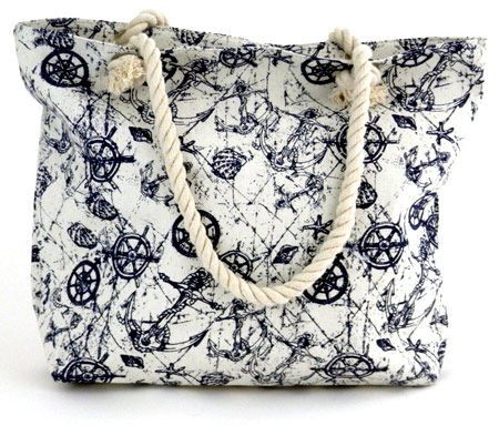 Dámska plážová taška s kormidlami - biela