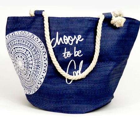 Dámska plážová taška s kruhom - modrá