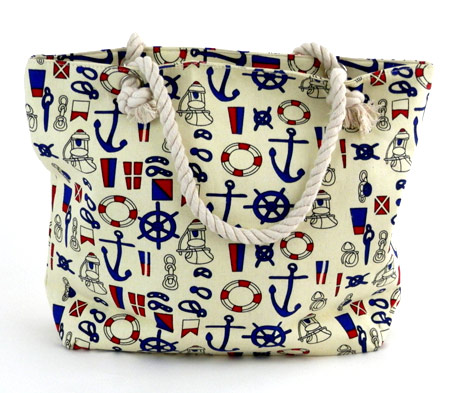 Dámska plážová taška s malými kotvičkami - smotanová
